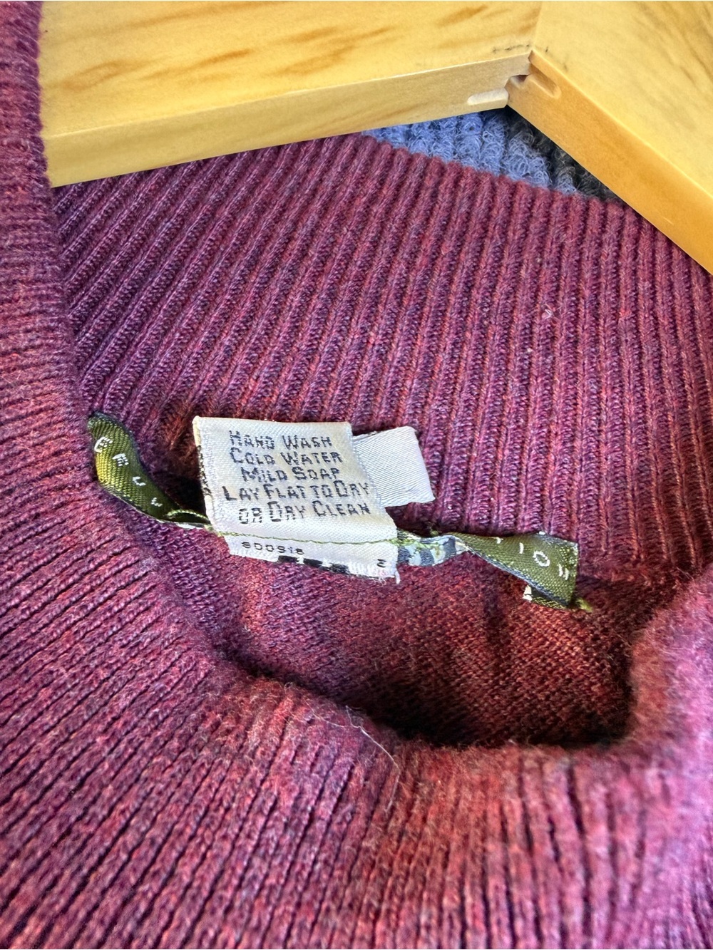 Peruvian Connection Mens X L 100% Pima Cotton Mock Neck Sweater Burgandy - Picture 7 of 7